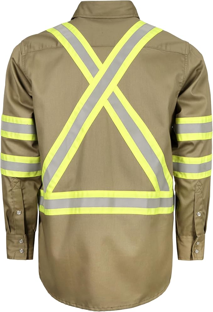 TICOMELA FR Shirts for Men High Visibility/Hi Vis Flame Resistant/Fire Retardant Shirt 6.5oz Men's Welding Shirts