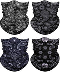 4Pack Neck Gaiter for Men Women Face Cover Mask Head Wrap Balaclava Headwear Bandana Headband Magic Scarf
