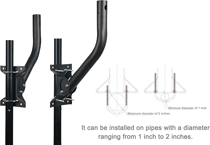 CEKAY Heavy Duty Universal Mounting Pole with Clamp U-Bolt Kit (1 11/16" x 17 1/4"), Adjustable J-Pole Mast for Antennas, Starlink, Satellite, Weather Station, Wall, Roof or Pipe Mounting
