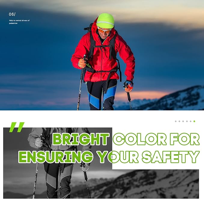 3 Pieces Safety Beanie High Visibility Reflective Beanie Hat Unisex Winter Security Beanies for Outdoor Night Works, Sports