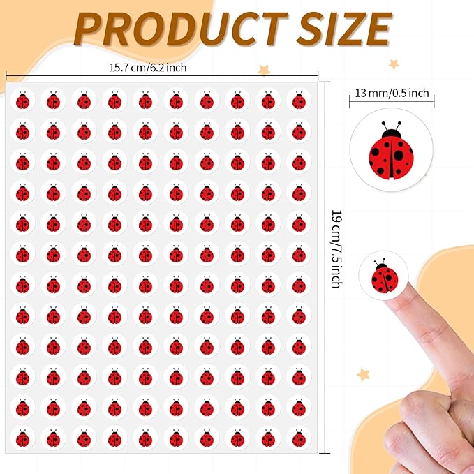 2400 Pcs Small Sticker for Kids,Mini Ladybug Sticker Cartoon Paper Small Decals Cute Self-Adhesive Stickers for Summer Party Envelopes Scrapbook Gifts DIY Supplies,0.5in（Ladybug）
