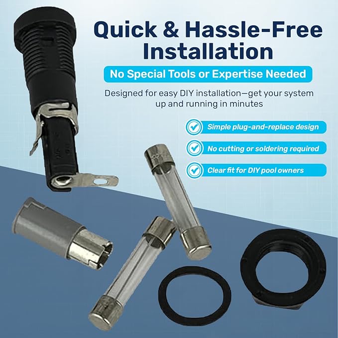 RV52124 Salt System Fuse Holder Replacement with 2 Fuses | Direct Replacement of 521248Z | Essential Pool Maintenance Accessory - Upgrade Your Pool's Performance Now!