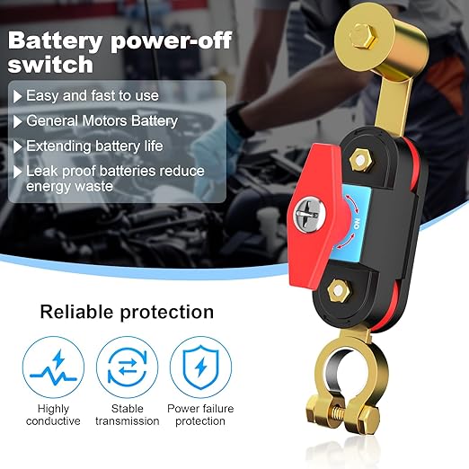 Battery Disconnect Switch, Heavy Duty Battery Shut Off Switch, Can Rotate 180, General High Current Master Battery Power Cut Isolator Kill Switch, Battery Kill Switch for Car, RV and Boat (Upgraded)