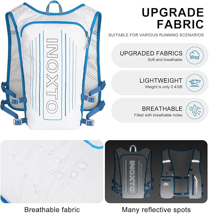 INOXTO Running Hydration Vest Backpack,Lightweight Insulated Pack with 1.5L Water Bladder Bag Daypack for Hiking Trail Running Cycling Race Marathon for Women Men