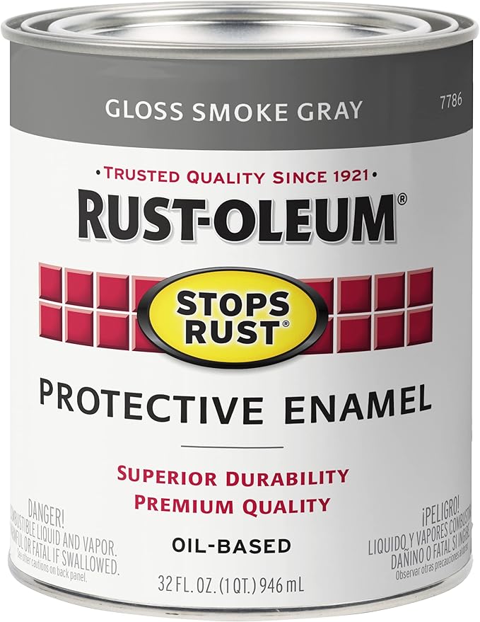 Rust-Oleum 7786502 Protective Enamel Paint Stops Rust, 32-Ounce, Gloss Smoke Gray