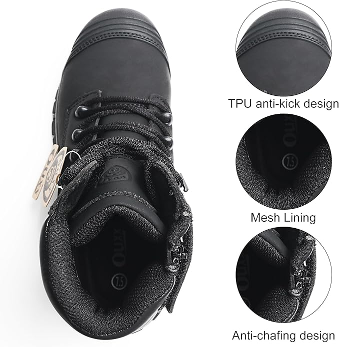 OUXX Work Boots for Men, Side Zipper Steel Toe Shoes, Water-Resistant, Non-Slip, Puncture-Proof(OX2720)