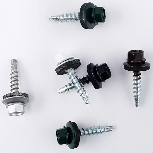 300pcs #10 x 1 Green Hex Head Self-Drilling Metal Roofing Screws, EPDM Washer, Colored Head, Wood Screws, Sheet Metal Roof Screw with Hex Driver Bit