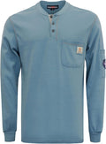 BOCOMAL FR Shirts Flame Resistant Henley Shirt NFPA2112/CAT2 7oz Men's Long Sleeve Fire Retardant Clothing
