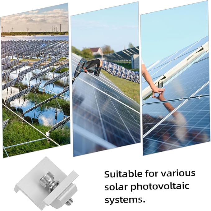 12Pcs Solar Panel Rack Clips Durable Solar Panel Fixed Clamps Reliable Support for Outdoor Solar Systems Easy Installation for Various Weather Conditions