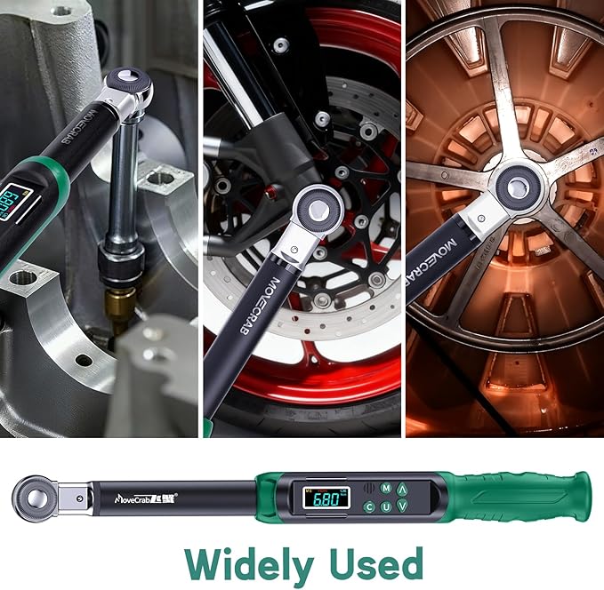 3/8-Inch Digital Torque Wrench with Interchangeable Heads - Precision Adjustable Torque Wrench with Ratchet & Adjustable Open-End Heads, 6.8-135N.m/5-99.6Ft.lb (9×12mm 3/8")
