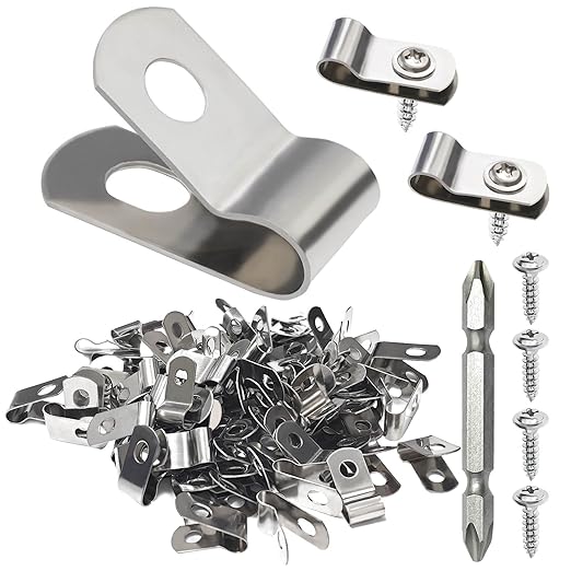 BESTEEL Upgraded 400 Pcs T304 Stainless Steel Wire Clips Cord Clamp Agricultural Fencing Fence Wire Clamps for 4, 6, 8, and 10-16 Gauge Wire Fencing Livestock Fencing clips for Wood, Metal or Vinyl