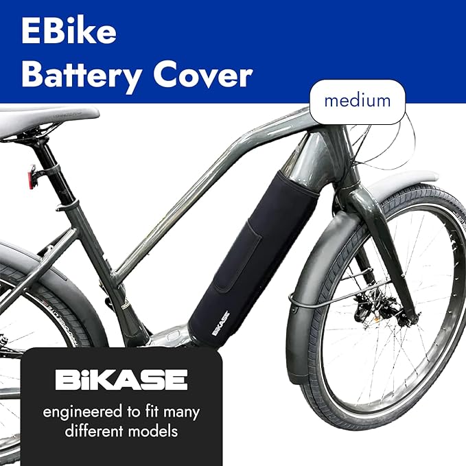 BiKase E-Bike Battery Cover Neoprene Electric Bicycle Battery Cover for Outdoor Riding, Transporting on Car Rack, eBike Battery Cover for Isolating Battery, Waterproof, Dirt Resistant