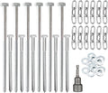 6pcs 3/8 x 8 and 6pcs 3/8 x 12 Heavy Duty Camping Ground Anchors, Non-Rust Tent Stakes Screw in Kit for Securing Animals, Trampoline, Carports, Canopies, Sheds, Swing Sets for High Winds