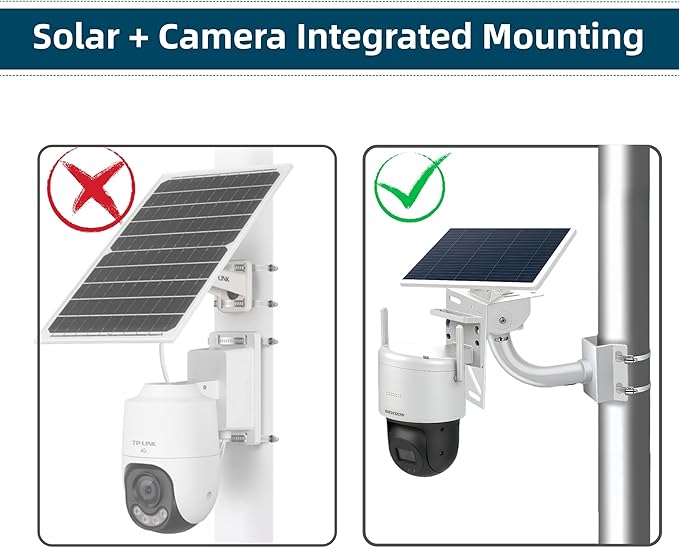 Security Camera Solar Panel Mount, 2-in-1 Aluminum Alloy Bracket for Corner & Pole, Heavy Duty Waterproof Rust-Proof Mount Kit for CCTV Dome/IP Cameras, Indoor/Outdoor Use