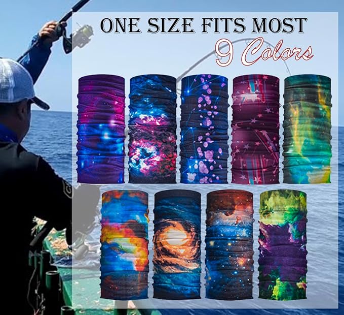 9Pcs Headwear Neck Gaiter for Women Balaclava Tube UV Face Mask Headband Men Ski Cooling Warm Bandanas Wrap Pack