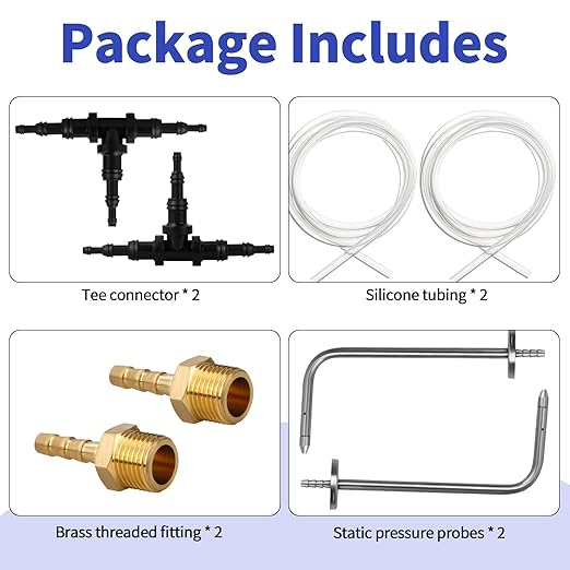 Manometer Probe Kit Compatible with Fieldpiece JL3KM, SDMN5, SDMN6, ADMN2 and Klein Tools ET180 Digital Manometer, HVAC Pitot Static Tube Fit