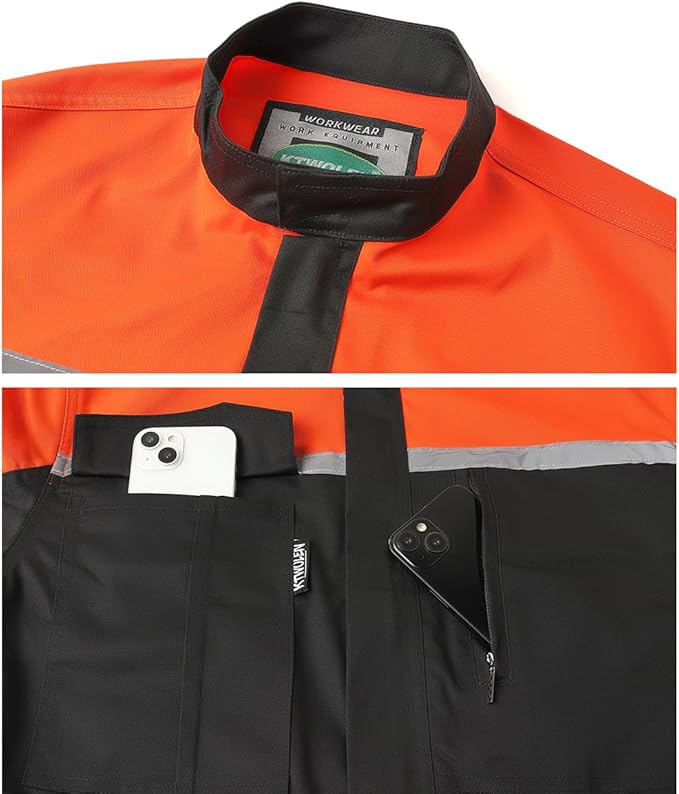 Mens Reflective Coverall Work Mechanics Coverall Work Suit Hi Vis Jumpsuit Bicolor Overalls