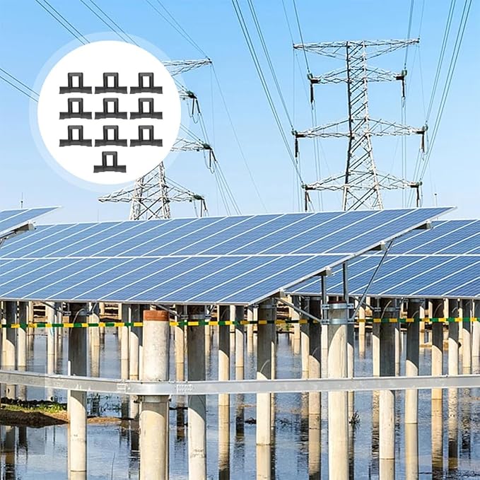 jojofuny 12pcs Solar Panel Drainage Clips 40mm Water Guide Mud Removal Clamp for Outdoor Solar Panel Frame Cleaning and Stagnant Water Auto Removal