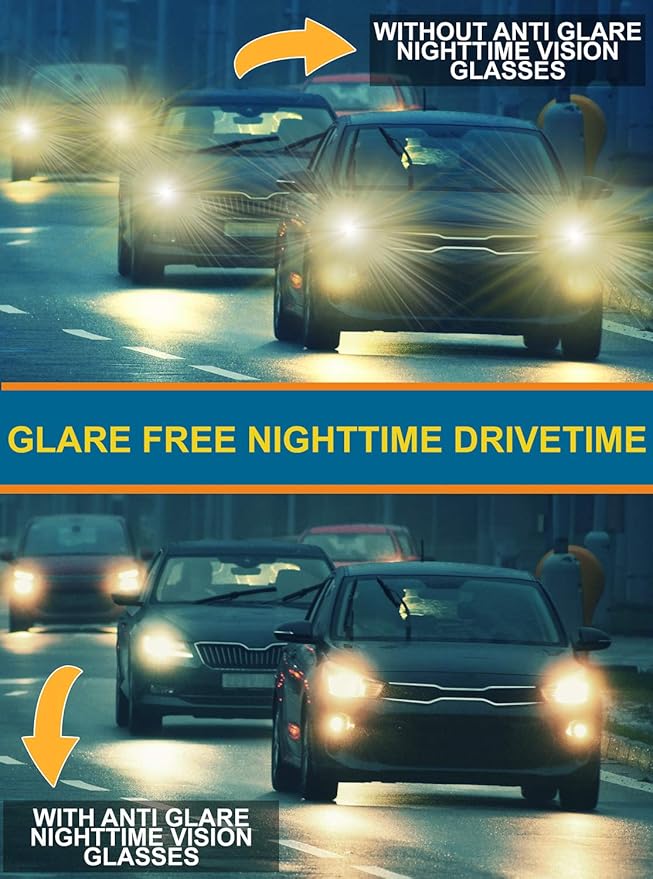 Night Driving Glasses Anti Glare Polarized Night Vision Yellow Tint Night Driving Glare Reducing Fit Over Driving Sunglasses Men and Women