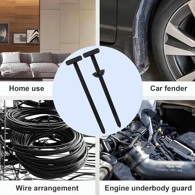 Cable Tie Buckle, Nylon Universal Cable Tie Buckle Zip Tie, 120 PCS, New T Nylon Automotive Clips for Car Fender, Engine Cover, Mudguard Fastener, Automotive Replacement Screw Fixing.