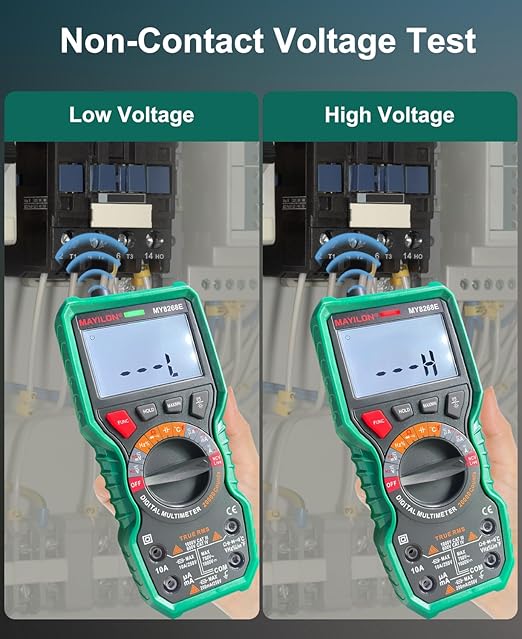 Multi Meter Digital Multimeter 20000 Counts Auto Ranging, Voltmeter for Voltage Current Resistance Diodes Continuity Frequency Duty Cycle Capacitance Temperature NVC Live