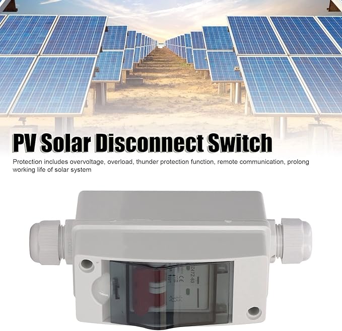 Miniature Circuit Breaker 63A for Solar Panels Outdoor Solar Disconnect Switch with IP65 Rated DIN Rail Enclosure and RV Breaker Box for DC500V
