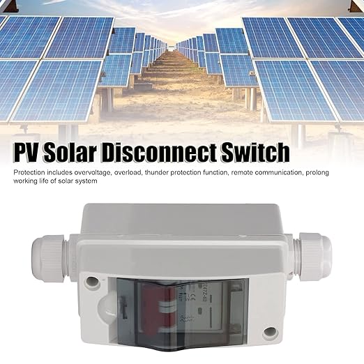 Solar Disconnect Switch, 16A/20A/32A/40A/63A 500V PV DC Isolator, IP65 Miniature Circuit Breaker with Transparent Cover for Solar Panel, RV, Off Grid Solar Power System (16A)