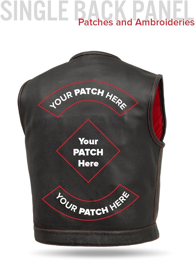 First Mfg Co - Lowside - Mens Motorcycle Biker Riding Canvas, Leather, Twill, Perforated Leather Vest