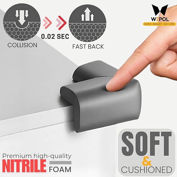 Soft Foam Corner Protectors for Baby, Bed Frame Corner Guards, Sharp Edge Desk Furniture Safety Cover Bumpers for Kids, 3M Adhesive Pre-Taped Rubber Padding Cushion (Black, 8 Pack)