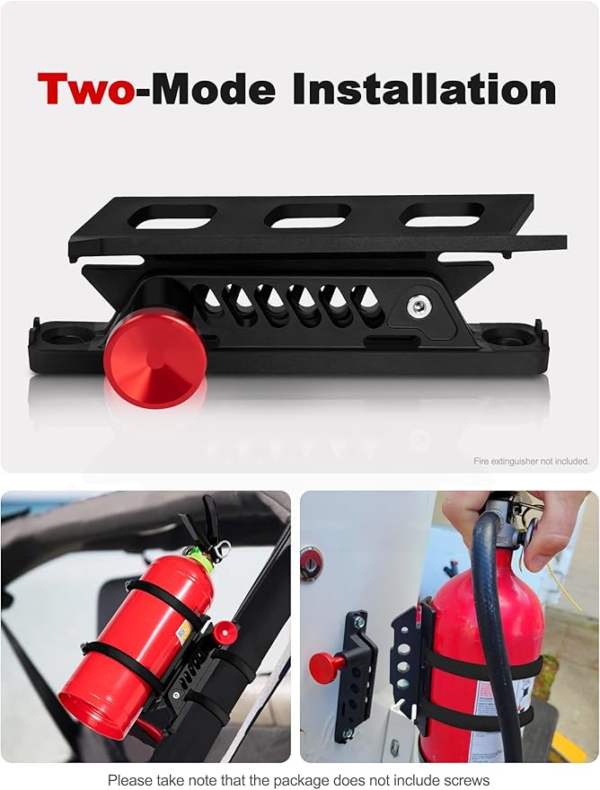 2 Pieces Universal Fire Extinguisher Mounts for Vehicle, Adjustable Roll Bar Fire Extinguisher Mount Holders Kit, Compatible with Jeep Wrangler JLJLU JK TJ UTV Cam-Am X3 Ranger Polaris RZR