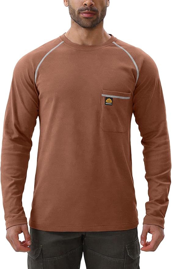 WORKWEYA FR Shirts Flame Resistant Shirt 6.5oz Men's NFPA 2112/CAT2 Long Sleeve Shirt