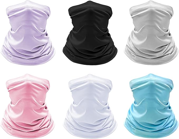 6 Pack Cooling Neck Gaiter Face Cover Mask Summer Breathable Dust UV Bandana Scarf for Men Women Fishing Running Cycling
