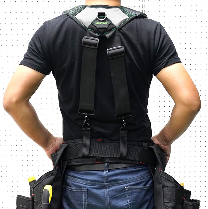 MELOTOUGH Gel Tool Belt Suspenders Work Belt Suspenders with Gel shoulder pad for Electrican/Construction/Farmer (Trigger Snap Hook end work Suspenders)