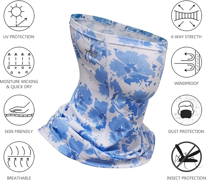 BASSDASH Neck Gaiter Mask UPF 50 Sun Protection for Men & Women, Fishing, Hiking, Outdoor
