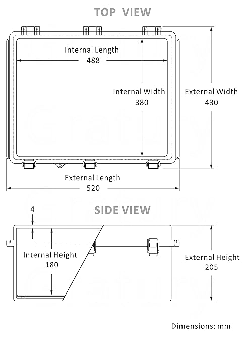 Waterproof Electrical Junction Box IP67 ABS Plastic Enclosure with Hinged Cover with Mounting Plate, Wall Brackets (Grey Cover, 20"×16.1"×7.9")