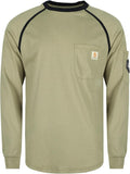 BOCOMAL FR Shirts for Men Crew Neck Long Sleeve 5.5oz Light Weight Flame Resistant/Fire Retardant Clothing Shirt