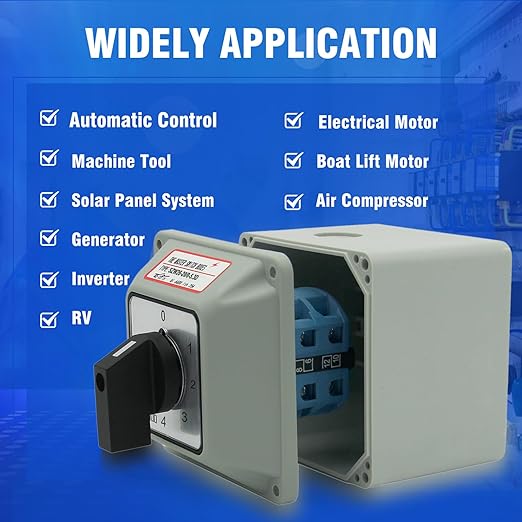 5-Way 2NO 2NC Rotary Changeover Switch with Exterior Box, 20A 660V Universal Selector Switch (6 Positions 3 Poles)