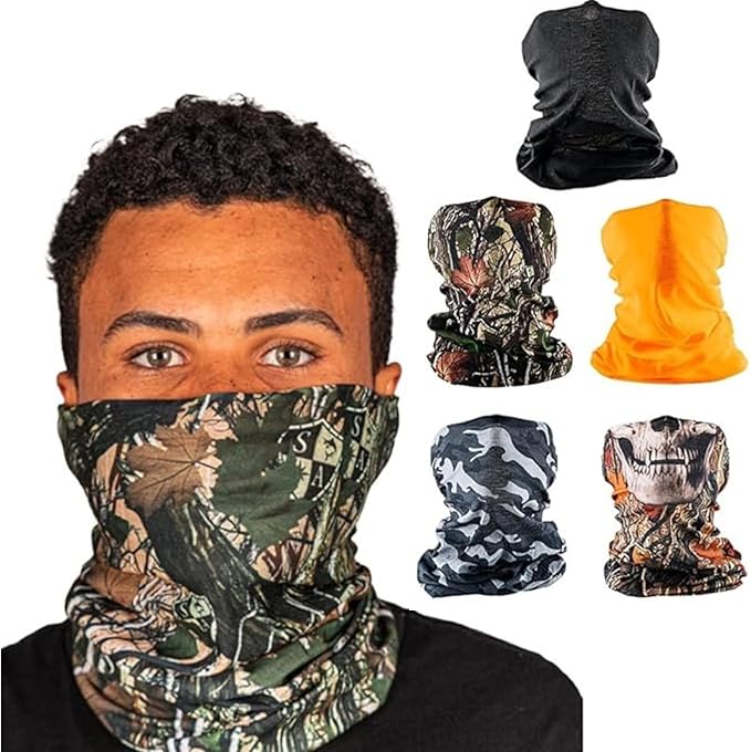 S A Company 5-Pack UV Face Shield | UV 30+ Multipurpose Neck Gaiter Balaclava for Adults | Multiple Color Packs