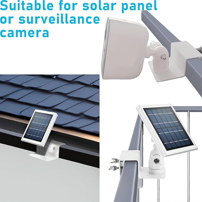 2Pack Adjustable Gutter Mount for Ring Solar Panel,eufy Security SoloCam S220/C210,eufyCam 2C/2C Pro,3/S330,2/2 Pro,3C/S300,360°Adjustable Bracket with 1/4 Screw Thread,No Drilling Mounting