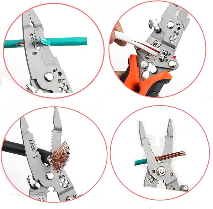 12in1 Multifunctional Wire Stripper Foldable Wire Stripper Twister Professional Electrician's Pliers Cable stripping pliers for cutting stripping crimping Crimping Tool (1)