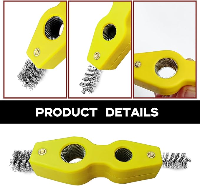 4 in 1 Car Battery Terminal Cleaning Brush, Anti-Rust Auto Battery Cleaner Brush Tool, Universal for Automotive and Marine for Plumbing Installation Soldering Brazing, Car Accessories (Yellow)