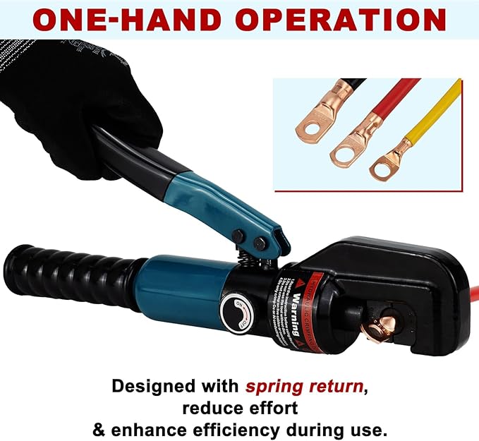 Hydraulic Crimping Tool and Cable Cutter, 12 AWG to 00 (2/0), 10 Tons Electrical Terminal Cable Wire Tool Kit with 9 Die Sets