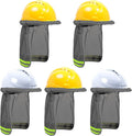 TCCFCCT Hard Hat Sun Shade, High Visibility Neck Shield with Secure-Fit Fastener, Mesh Neck Sun Shade Protector with Reflective Strip, Construction Helmets Use, Hard Hat Not Included, Grey, 5 Packs