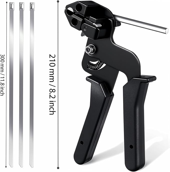 Cable Tie Gun，Stainless Steel Zip Tie Gun, Special Tool For Fastening And Cutting Metal Cable Ties. Stainless Steel Zip Tie Tool Used to Repair Fence, Pipe Wrap, Outdoor bundling