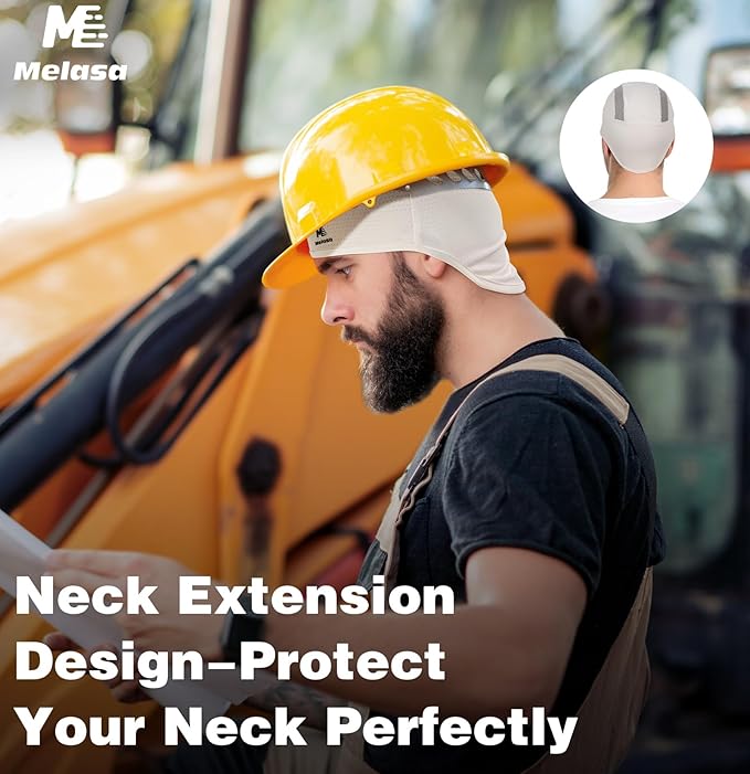 MELASA Skull Cap Cooling Helmet Liner for Hard Hat with Neck Extension Sun Protection Mesh Breathable Sweat Cap for Men Women