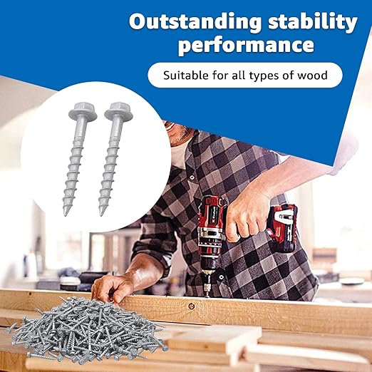 SD Connector Screws #9 x 1-1/2" 1/4" Hex Head Strong-Drive Joist Hanger Screws 0.370" Dia Deck Screw SD9112R500 Replacement for 10D Nails with Includes Tool sockets 500-Qty