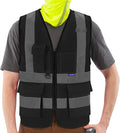 A-SAFETY 4xl 5xl black mesh Hi Vis Work Vest big and tall