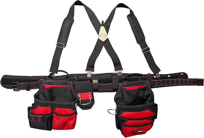MELOTOUGH Padded Tool Belt Work Suspenders With Super Strong Clip for Carpenter's Suspension Rig construction suspenders for men