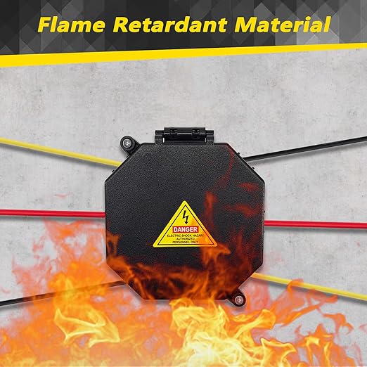 Black Open Splice Junction Box (8 Pack), Wire Electrical Junction Box Splice Box with Cover V0 Flame Retardant Rating(Highest Level)