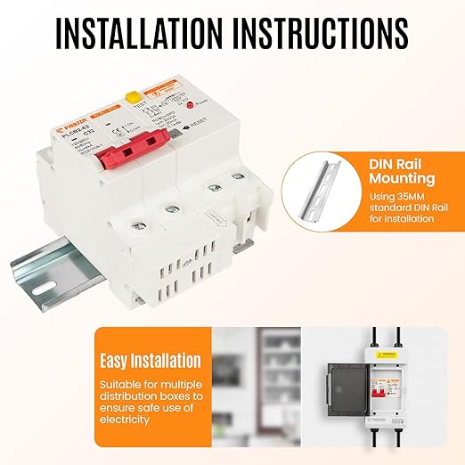 Leakage Protection Breaker Ground Fault Circuit Breaker 2-Pole 120/240VAC with Surge Residual Current Circuit Brekera para Casa for Home and Industrial (25 Amp)